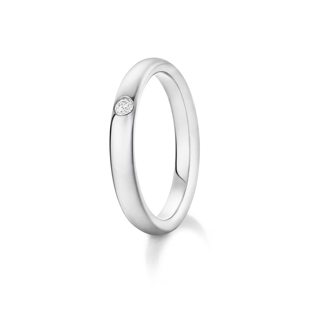 Carave Paris Round Brilliant Single Diamond Wedding Band Platinum