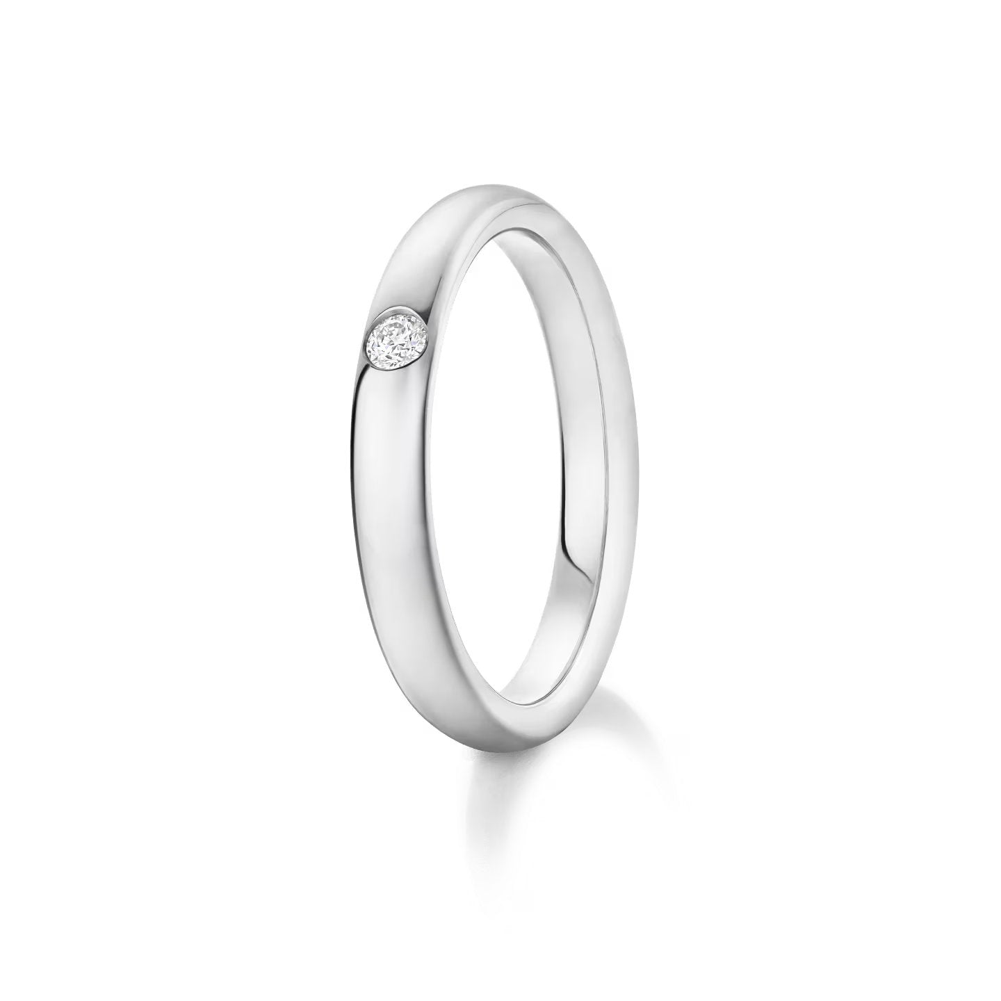 Carave Paris Round Brilliant Single Diamond Wedding Band Platinum