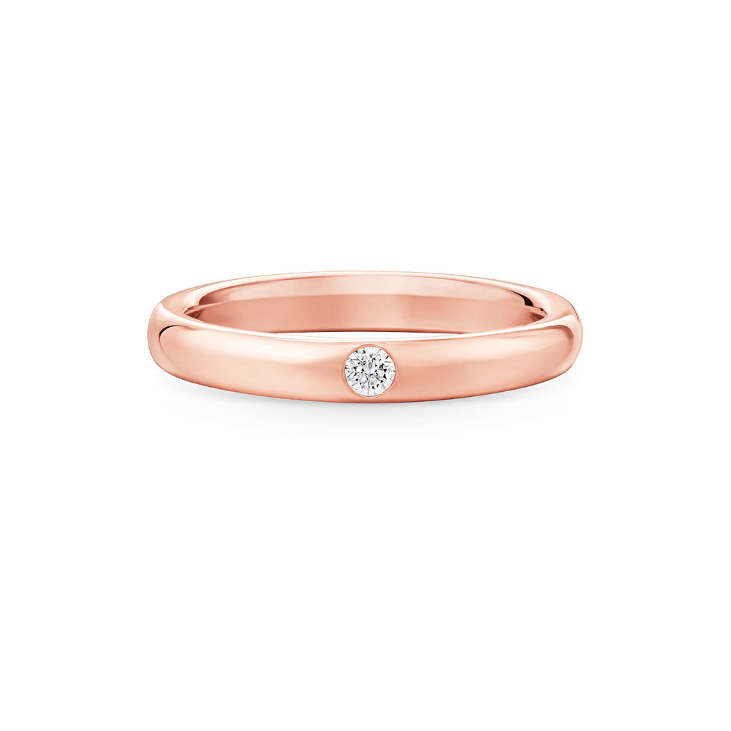 Carave Paris Round Brilliant Single Diamond Wedding Band Platinum
