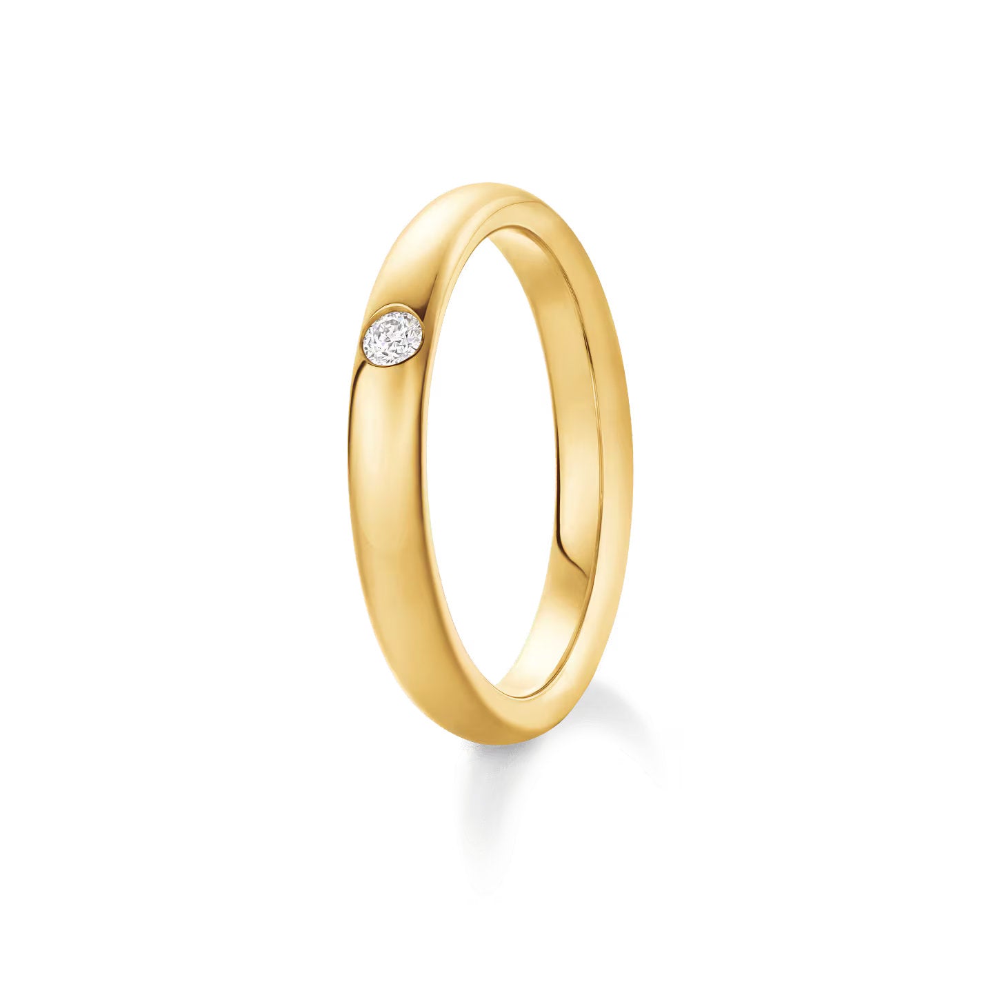 Carave Paris Round Brilliant Single Diamond Wedding Band Platinum
