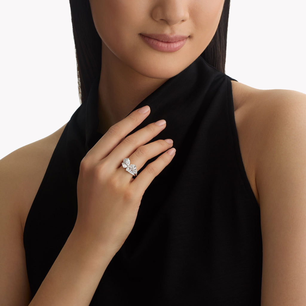 Carave Paris Round Diamond Floral Cluster Cocktail Ring