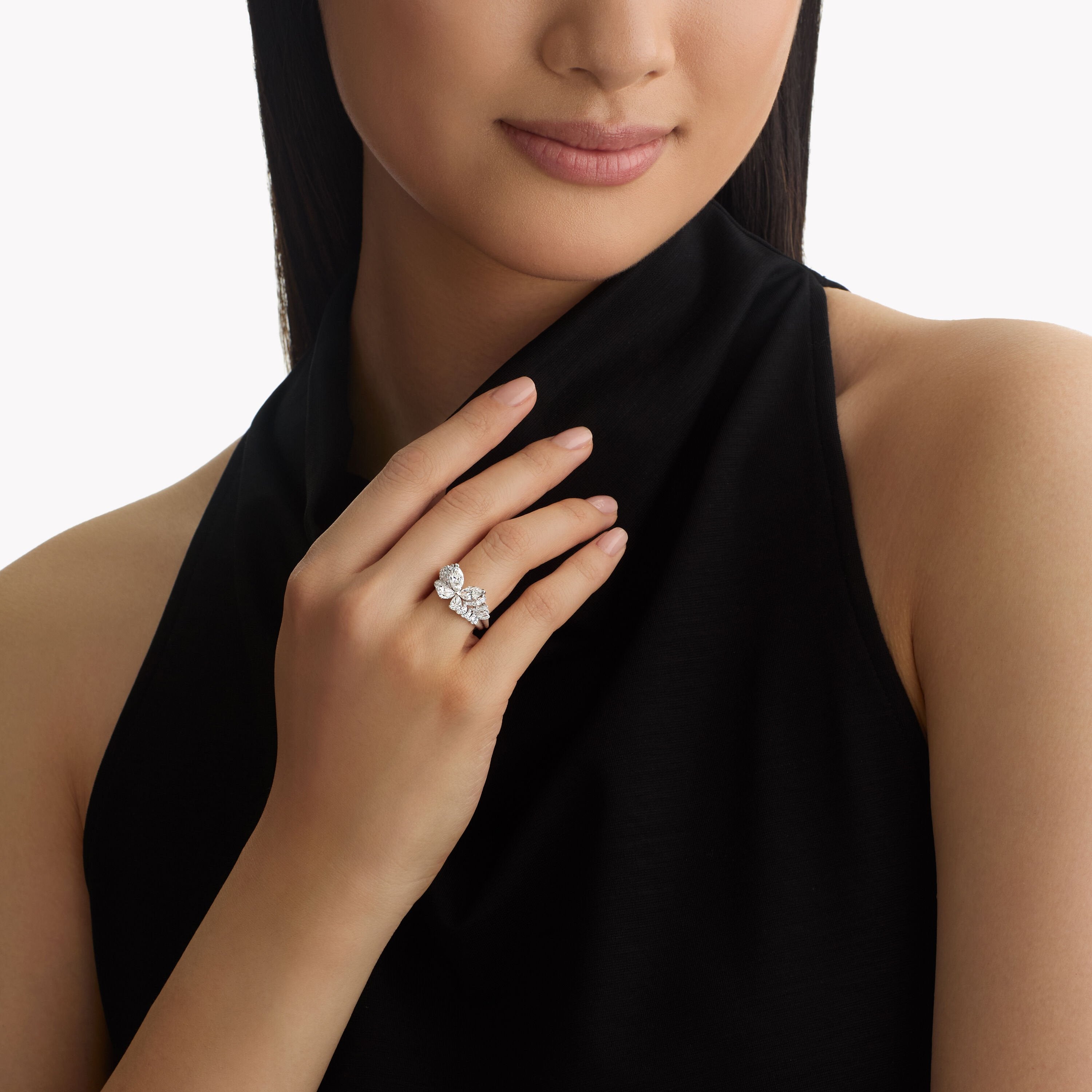 Carave Paris Round Diamond Floral Cluster Cocktail Ring