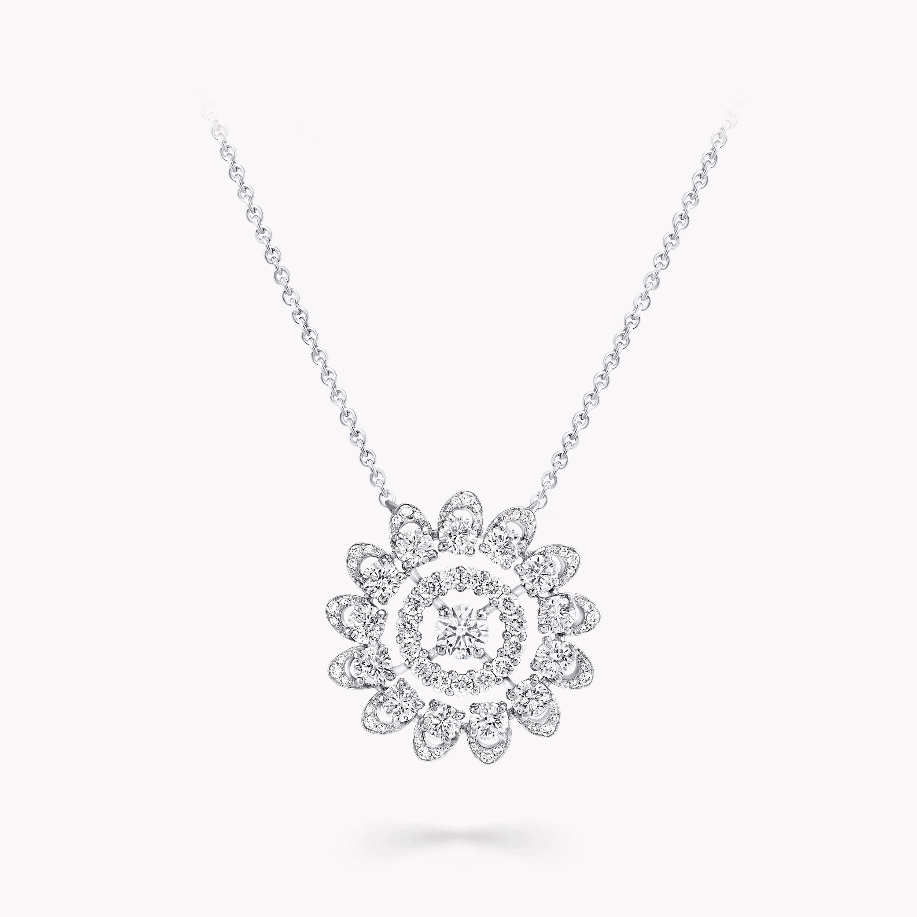 Carave Paris Round Floral Diamond Pendant Necklace