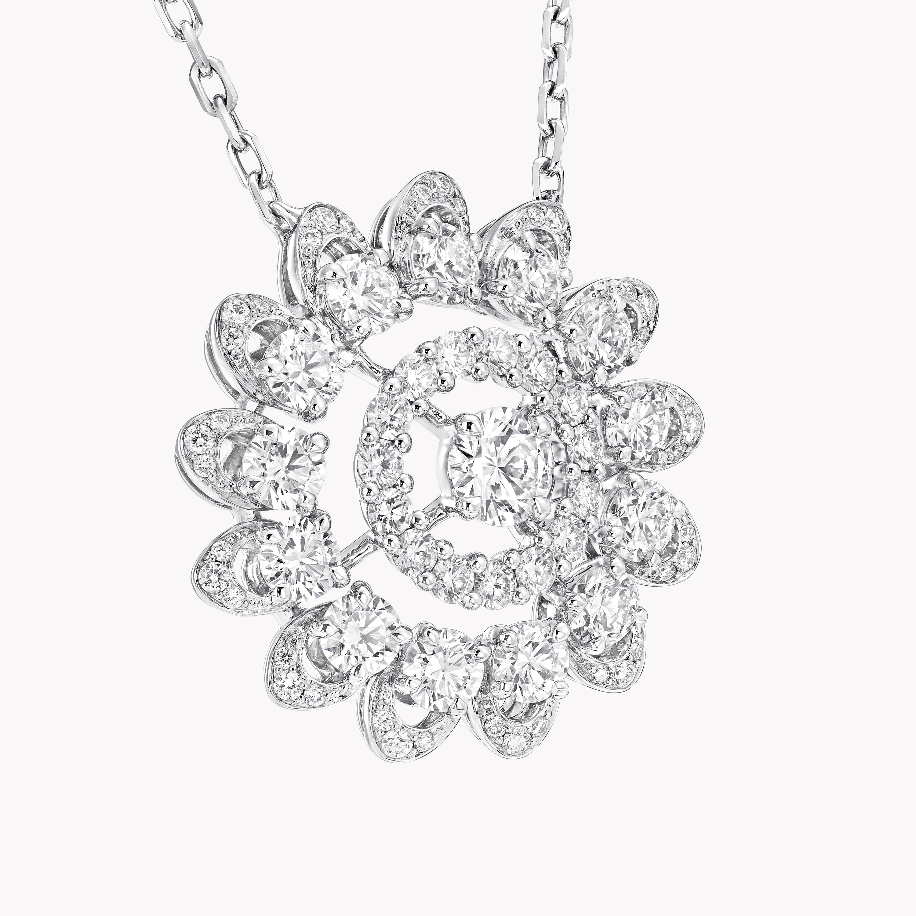Carave Paris Round Floral Diamond Pendant Necklace