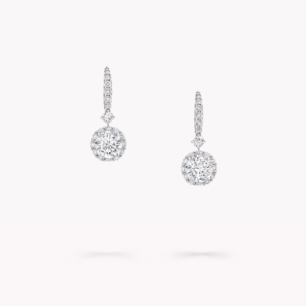 Carave Paris Round Halo Diamond Drop Earrings