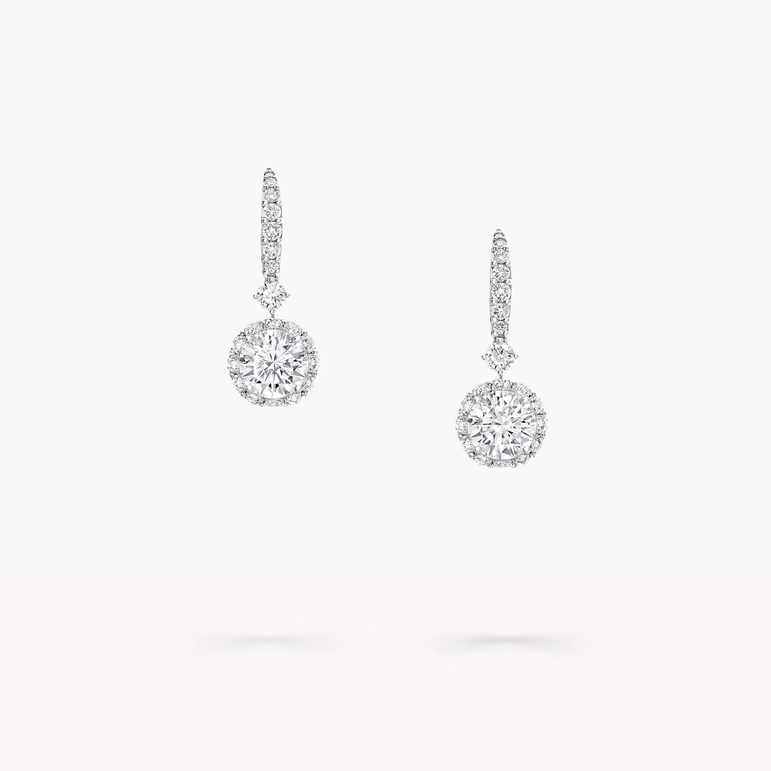 Carave Paris Round Halo Diamond Drop Earrings