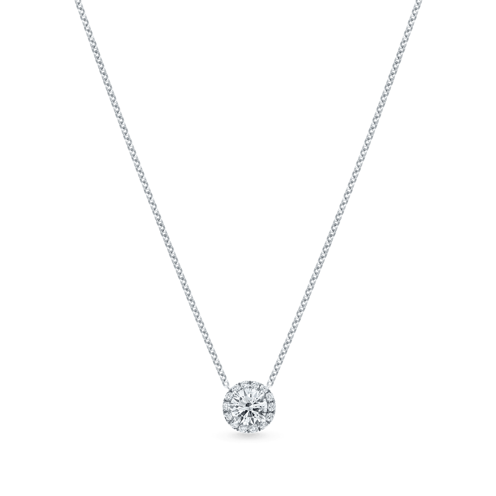 Carave Paris Round Halo Diamond Solitaire Pendant Necklace