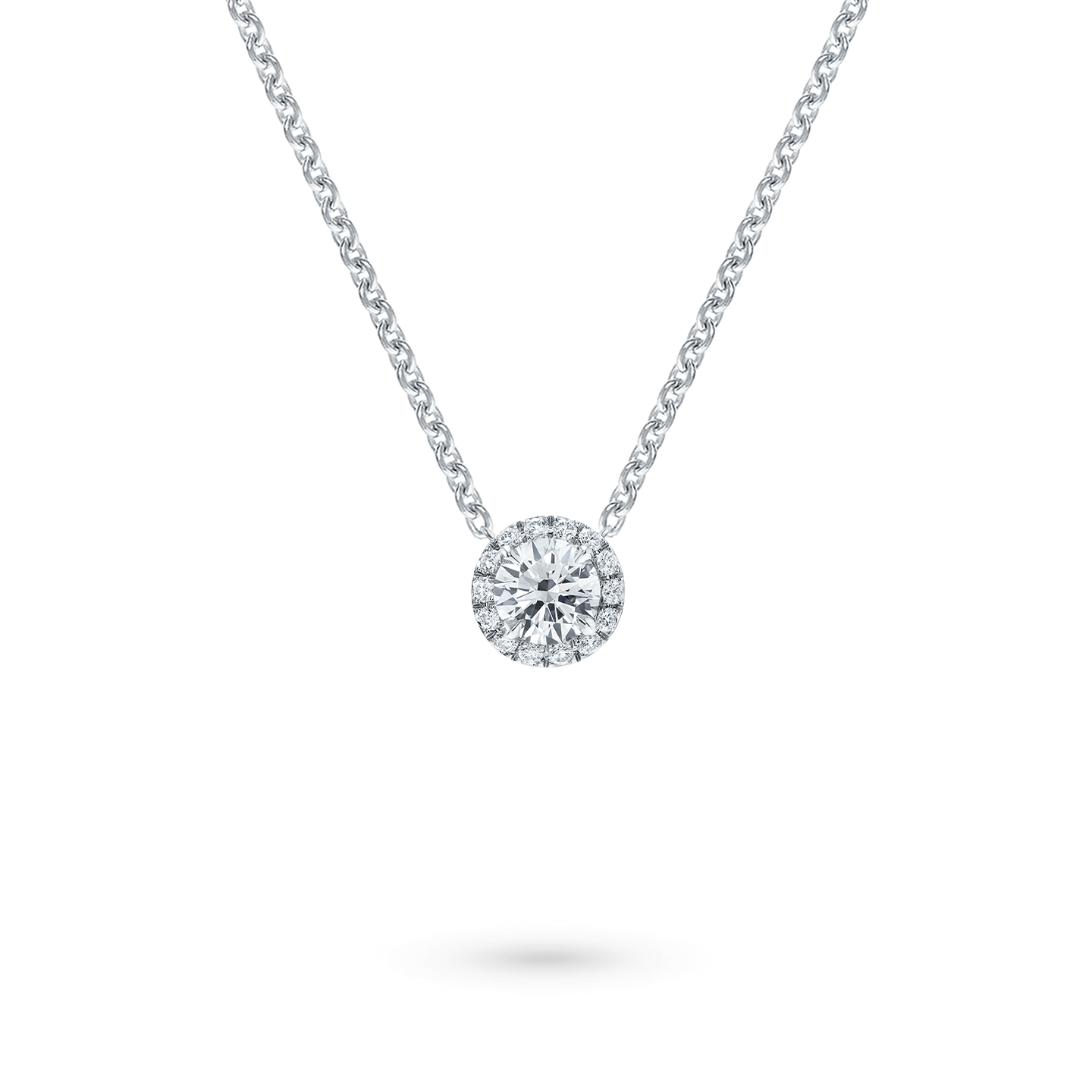 Carave Paris Round Halo Diamond Solitaire Pendant Necklace
