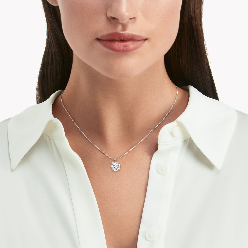Carave Paris Round Solitaire Diamond Pendant Necklace