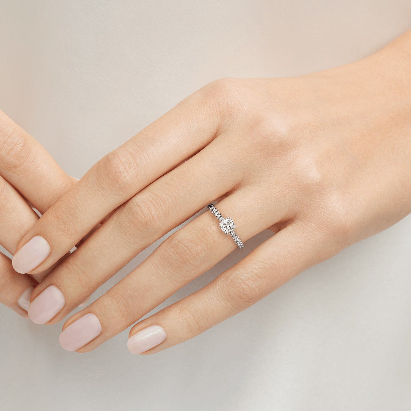 Carave Paris Round Solitaire Pavé Diamond Ring