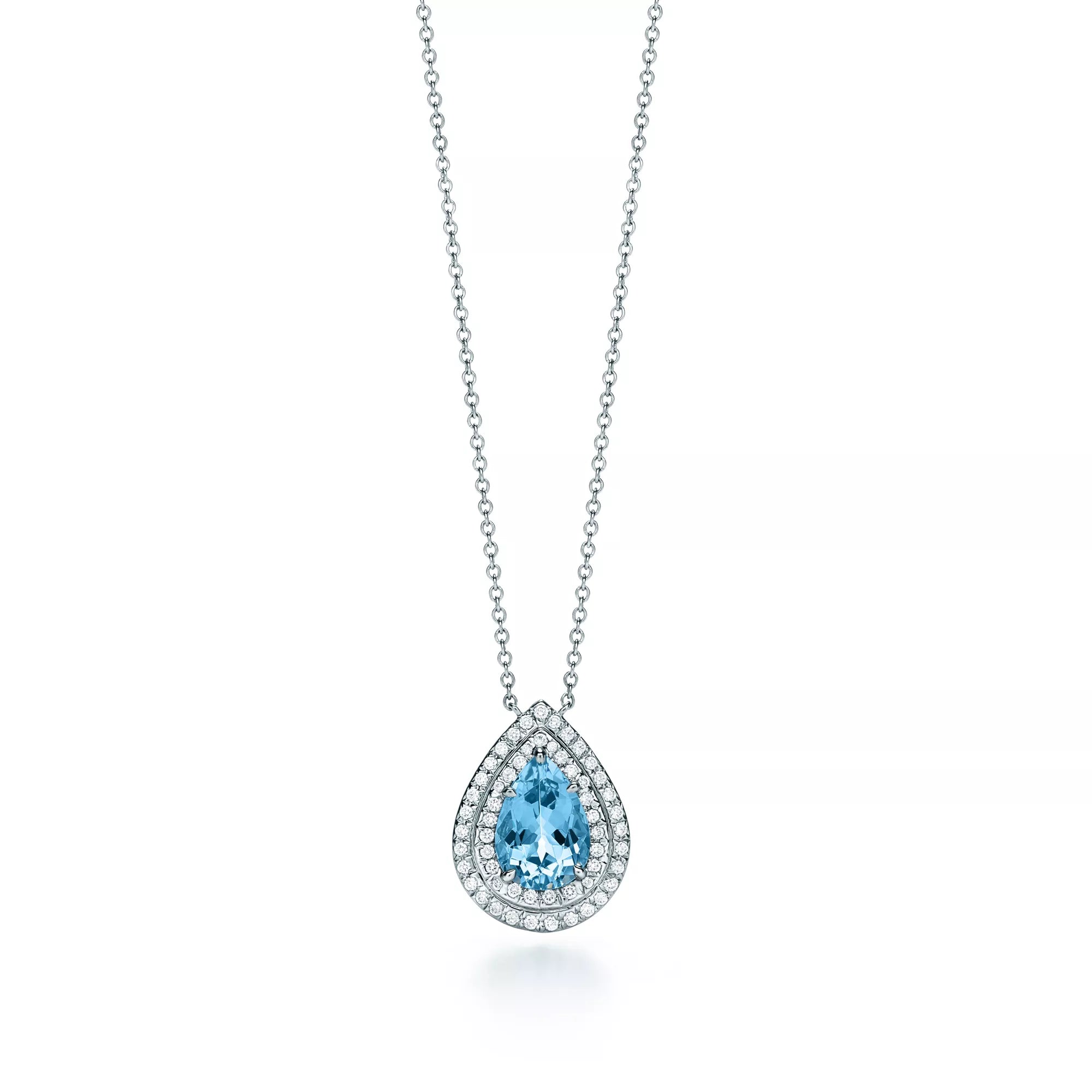 Carave Paris Royal Blue Teardrop Halo Pendant Necklace