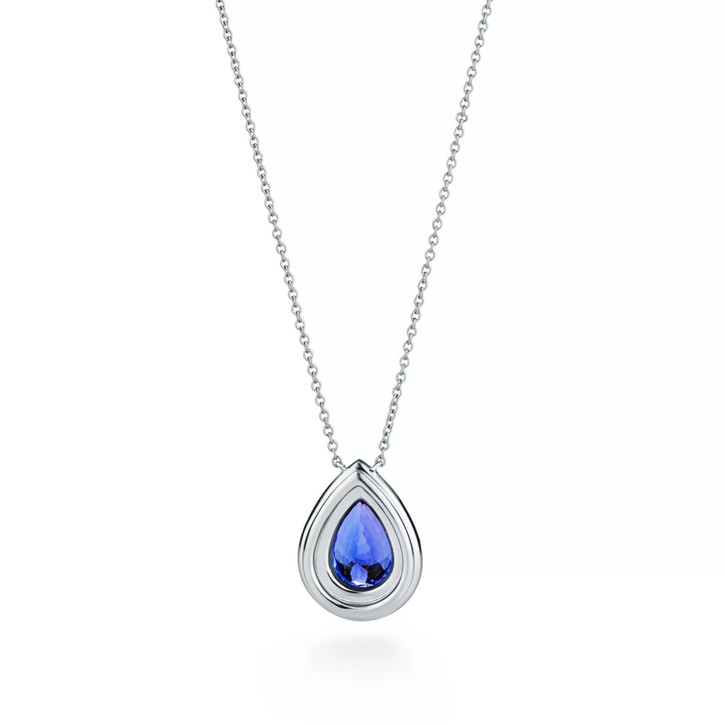 Carave Paris Royal Blue Teardrop Halo Pendant Necklace