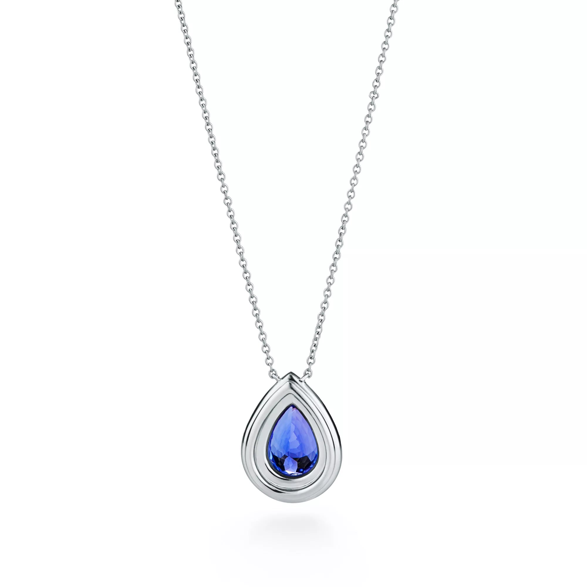 Carave Paris Royal Blue Teardrop Halo Pendant Necklace