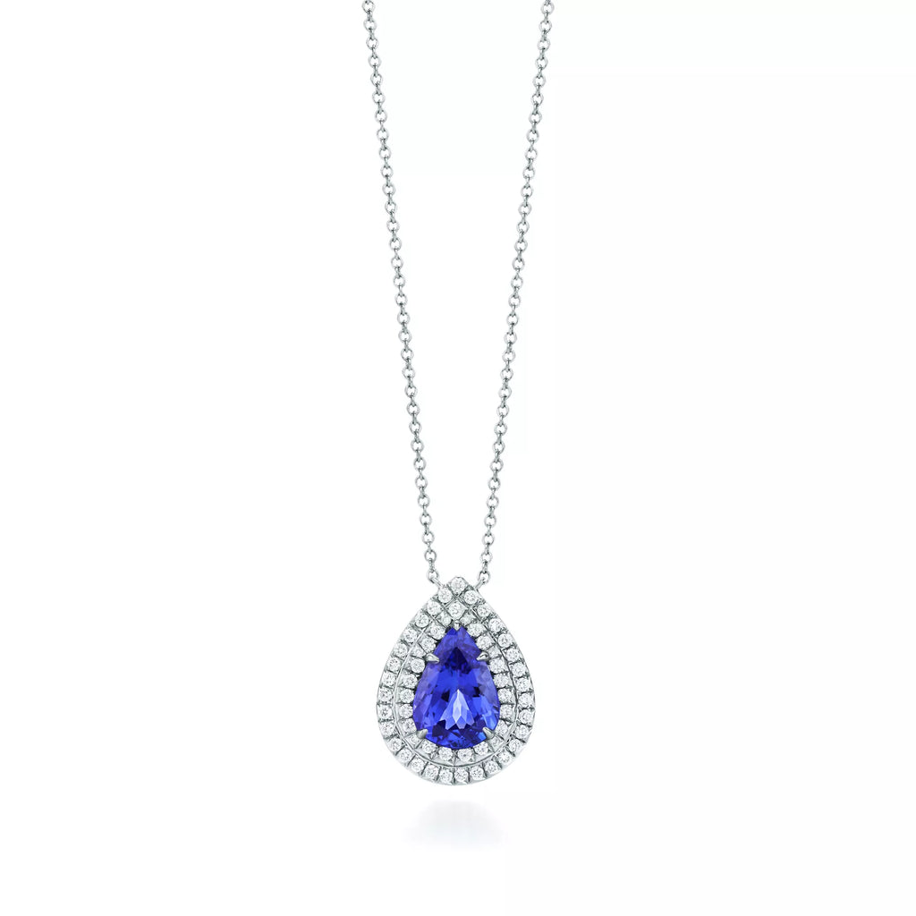 Carave Paris Royal Blue Teardrop Halo Pendant Necklace