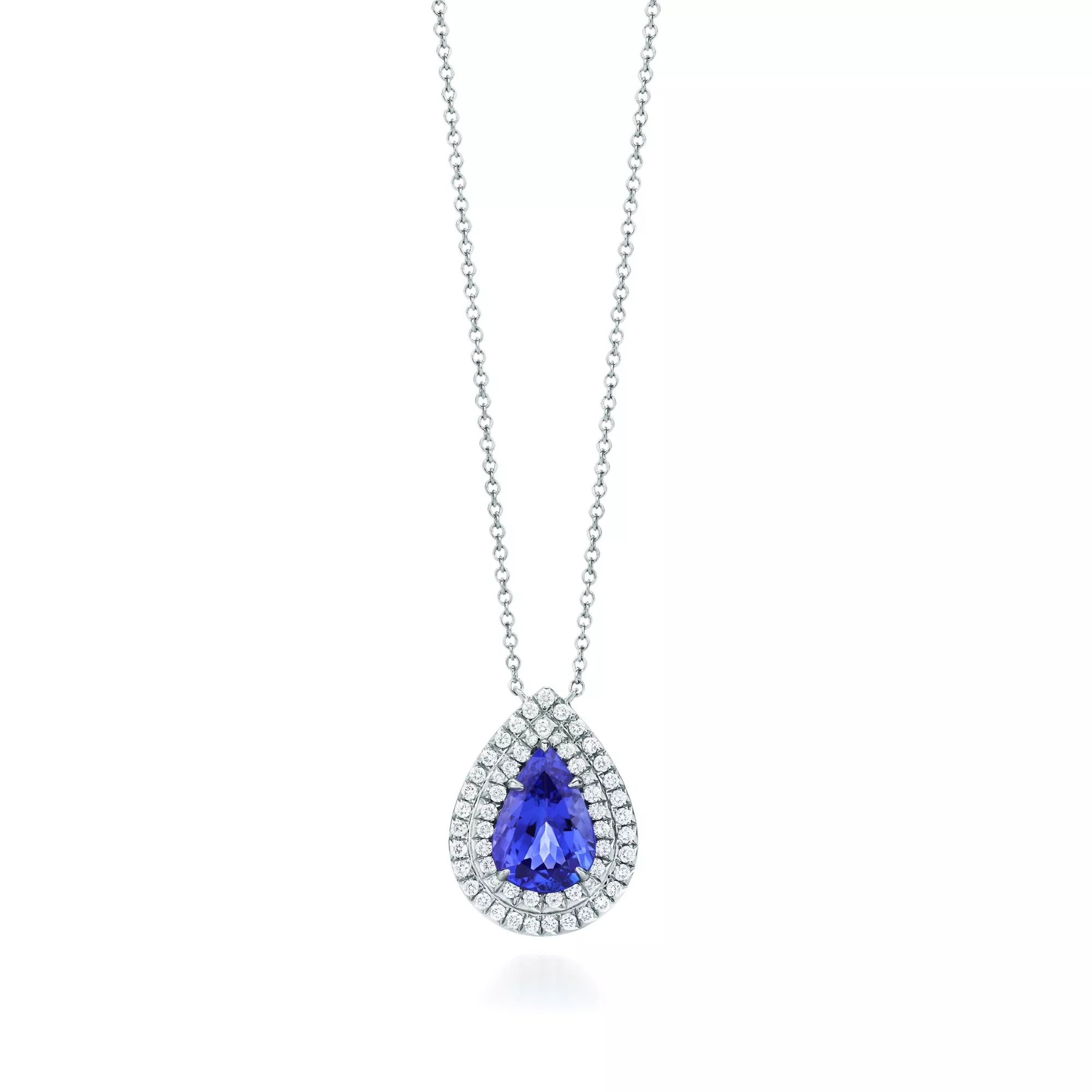 Carave Paris Royal Blue Teardrop Halo Pendant Necklace