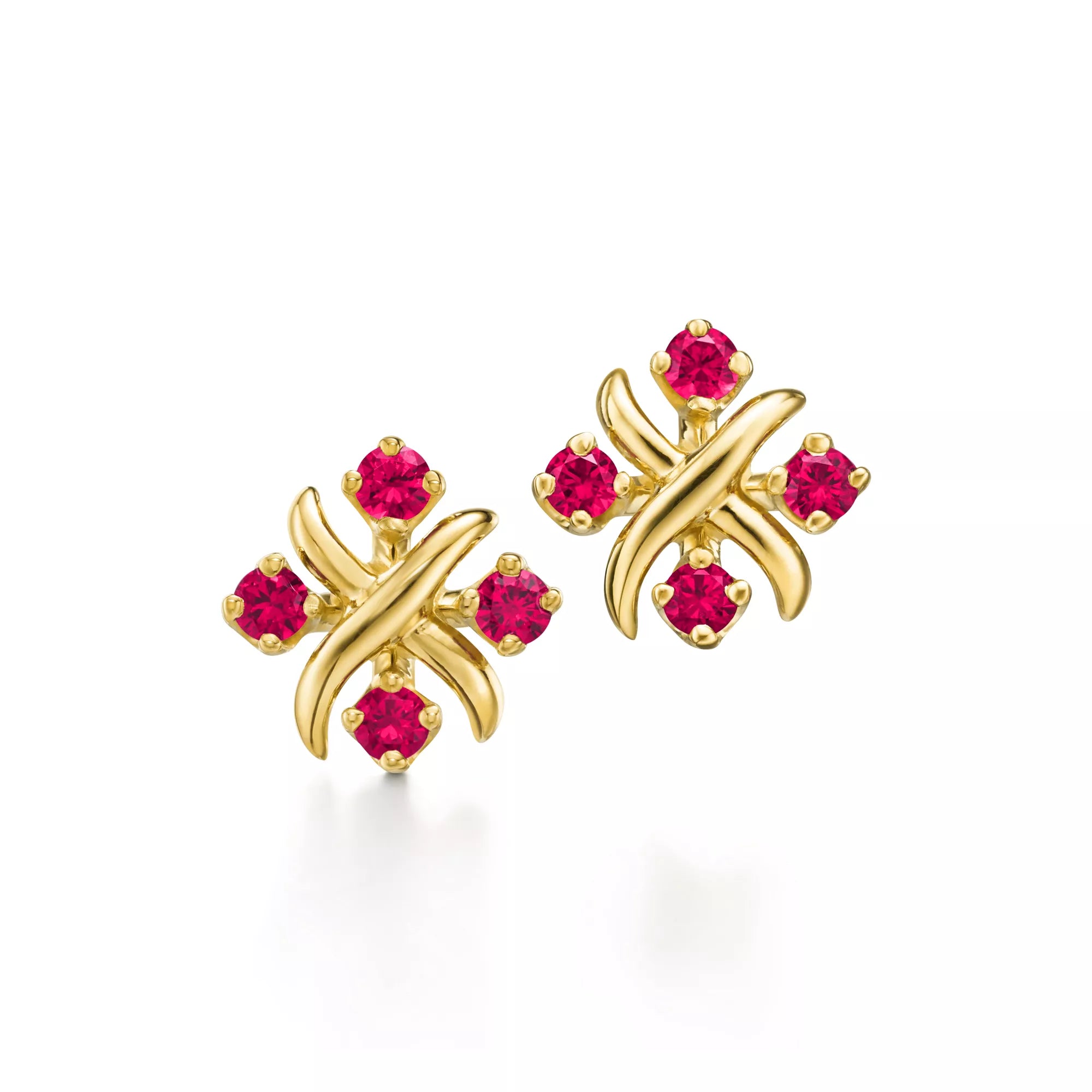 Carave Paris Ruby Crystal X Motif Stud Earrings