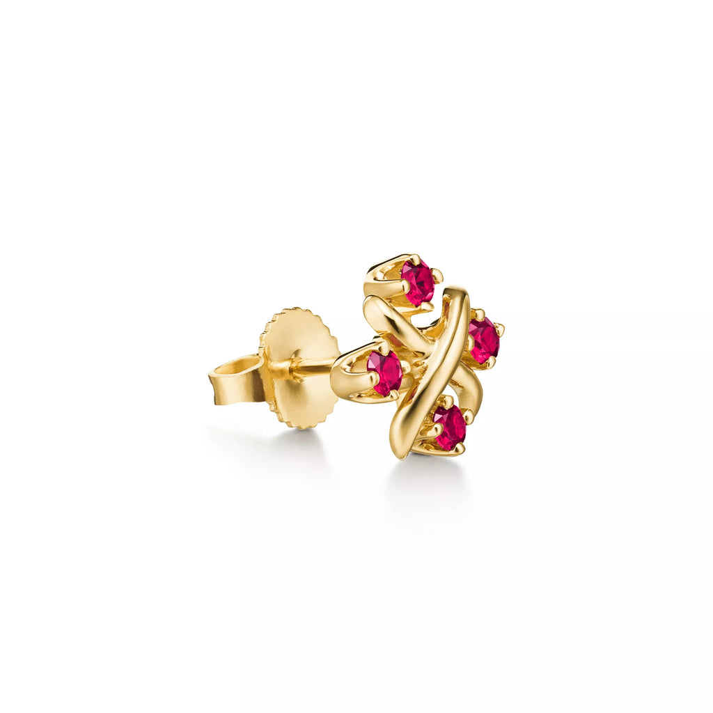 Carave Paris Ruby Crystal X Motif Stud Earrings