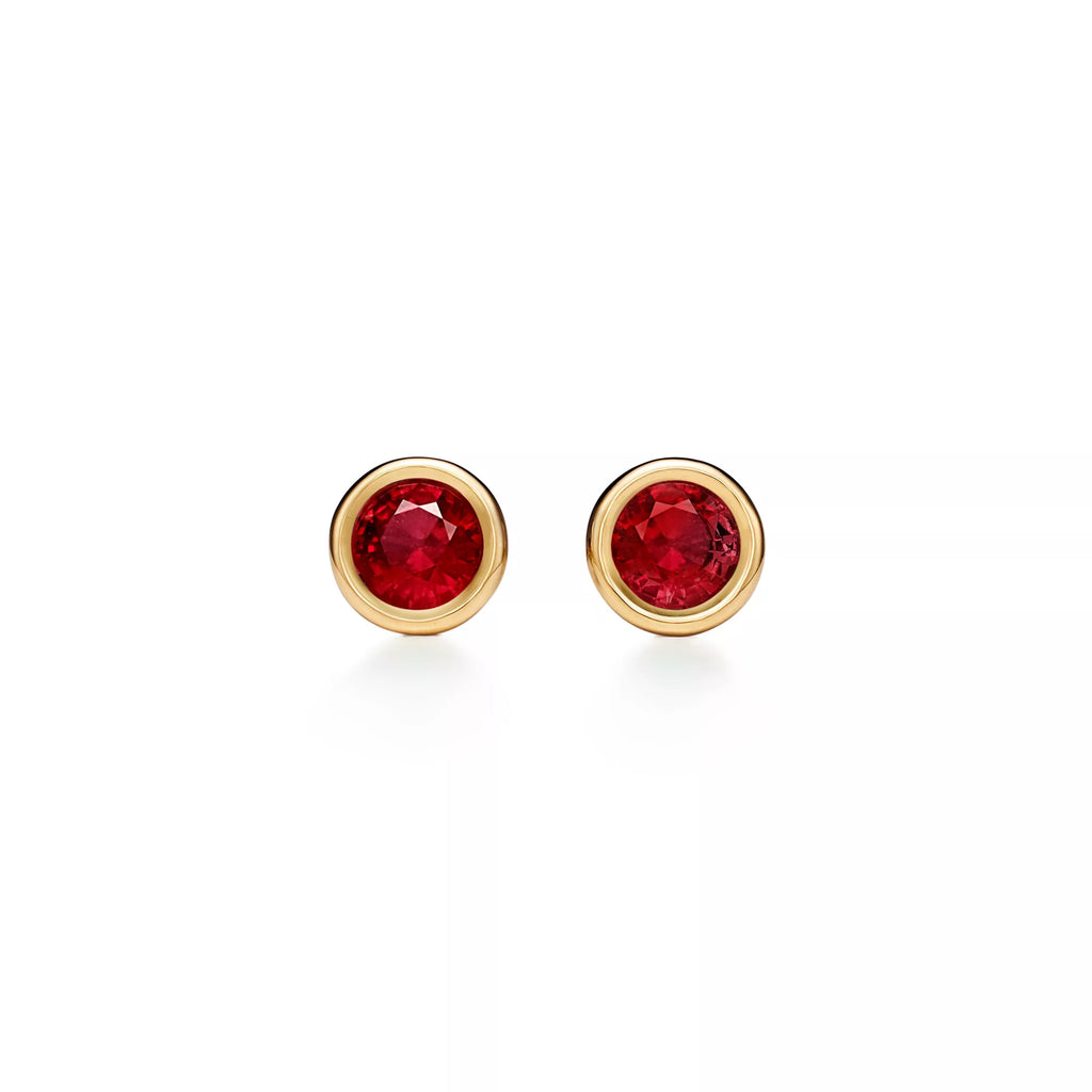 Carave Paris Ruby Red Bezel Stud Earring