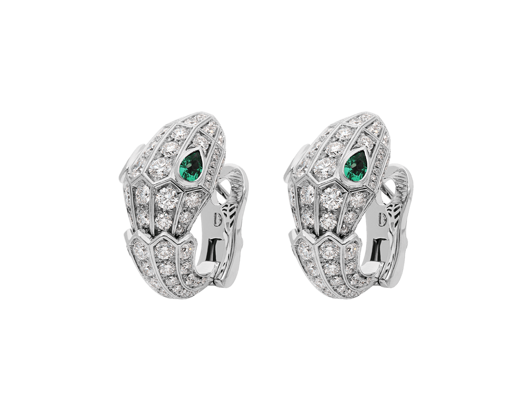 Carave Paris Serpente Emerald Pavé Hoop Earrings