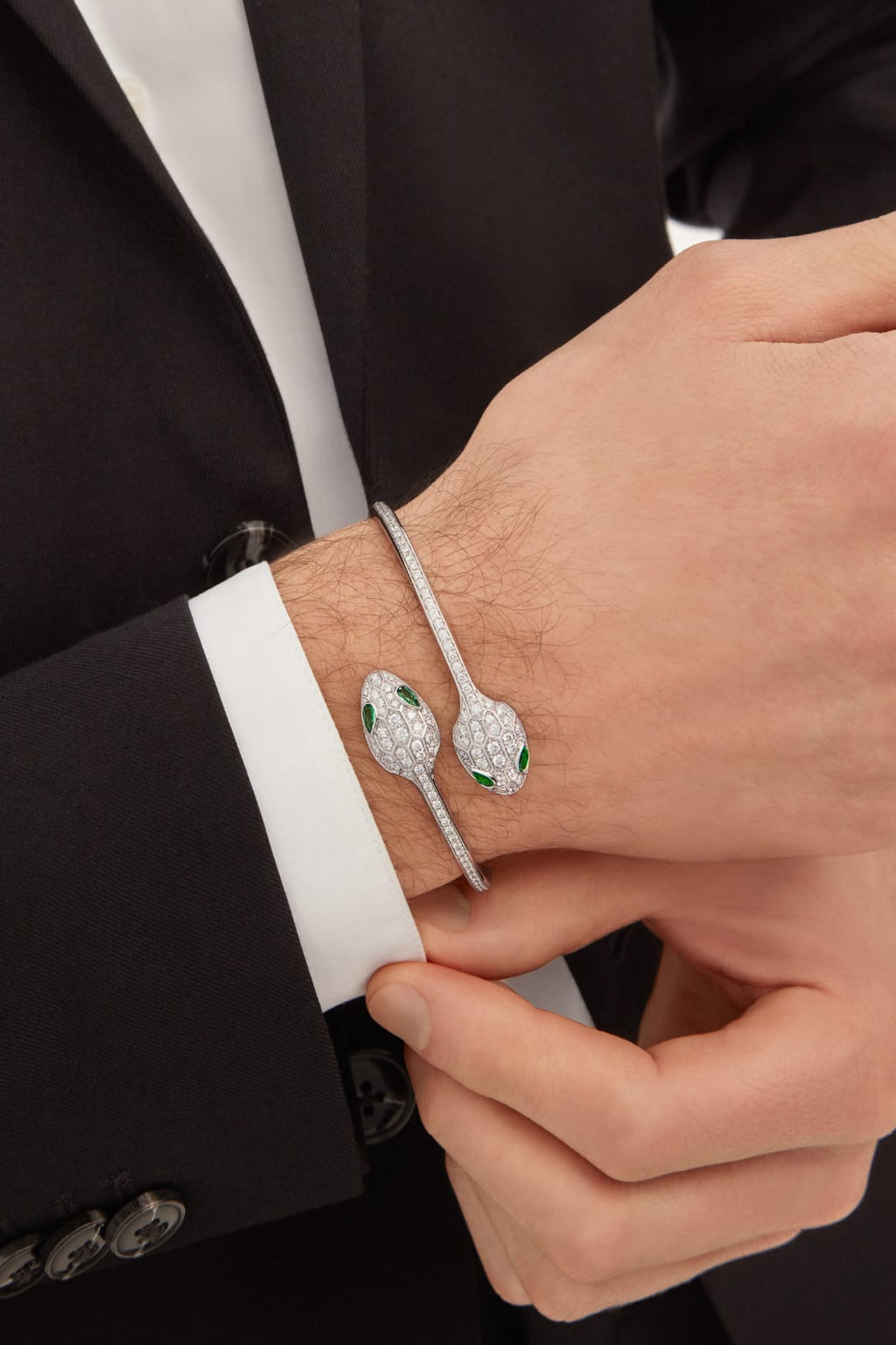 Carave Paris Serpente Emerald Pavé Open Cuff Bracelet