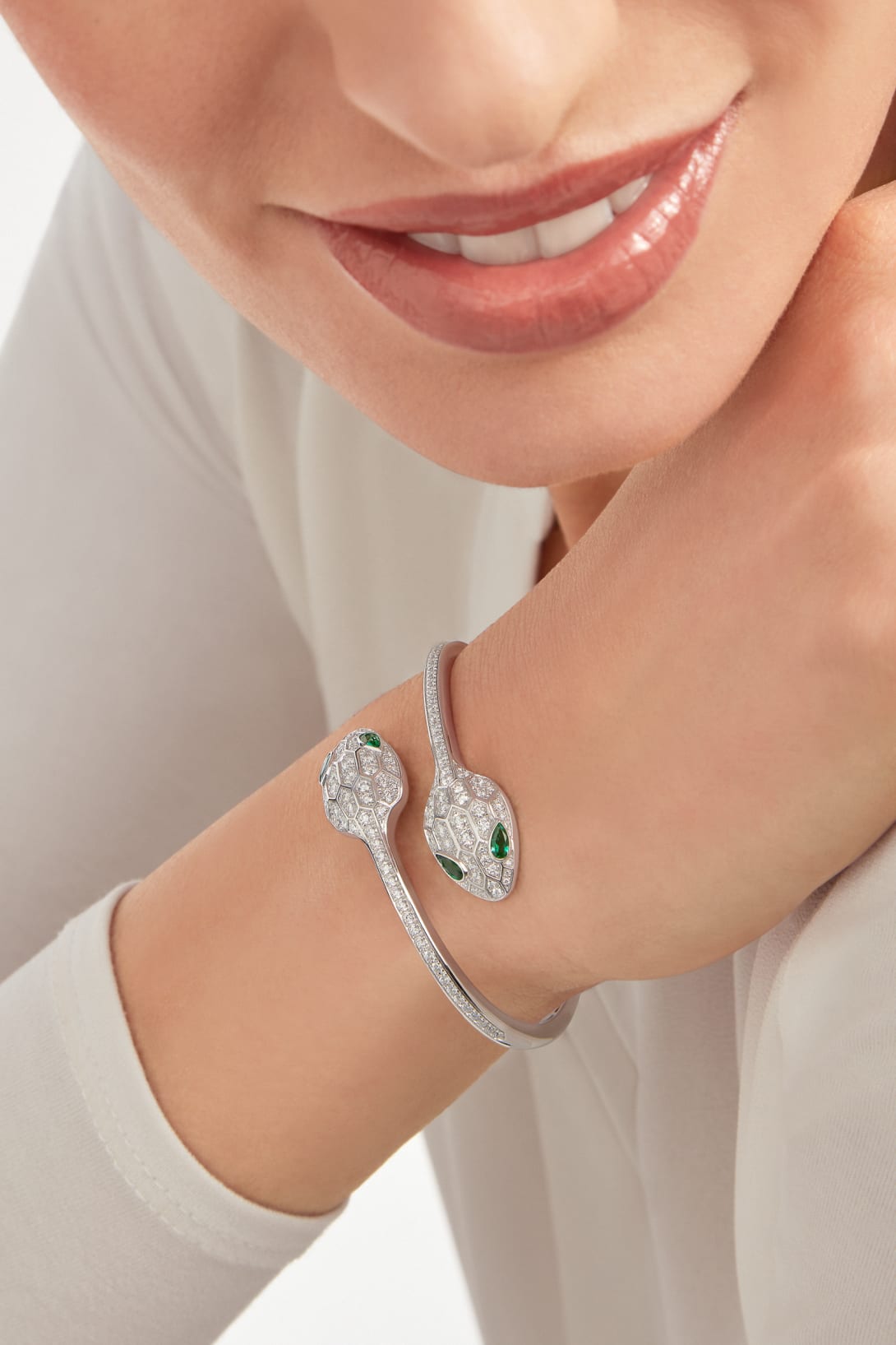 Carave Paris Serpente Emerald Pavé Open Cuff Bracelet