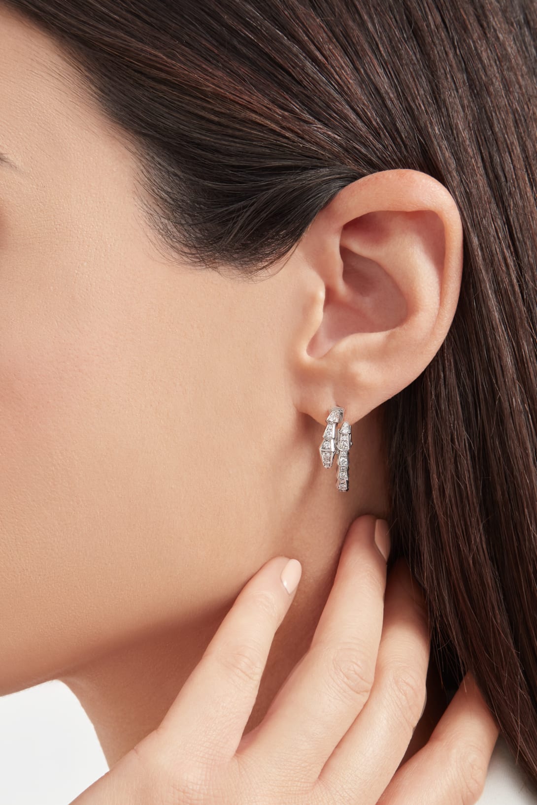 Carave Paris Serpenti Diamond Hoop Earrings in Rose Gold