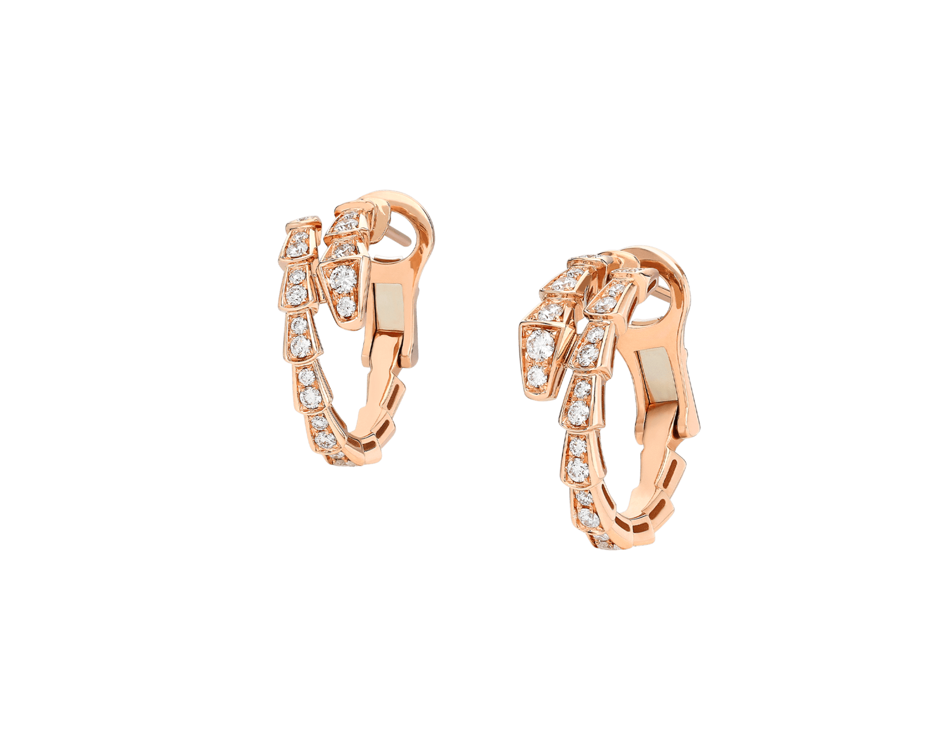 Carave Paris Serpenti Diamond Hoop Earrings in Rose Gold
