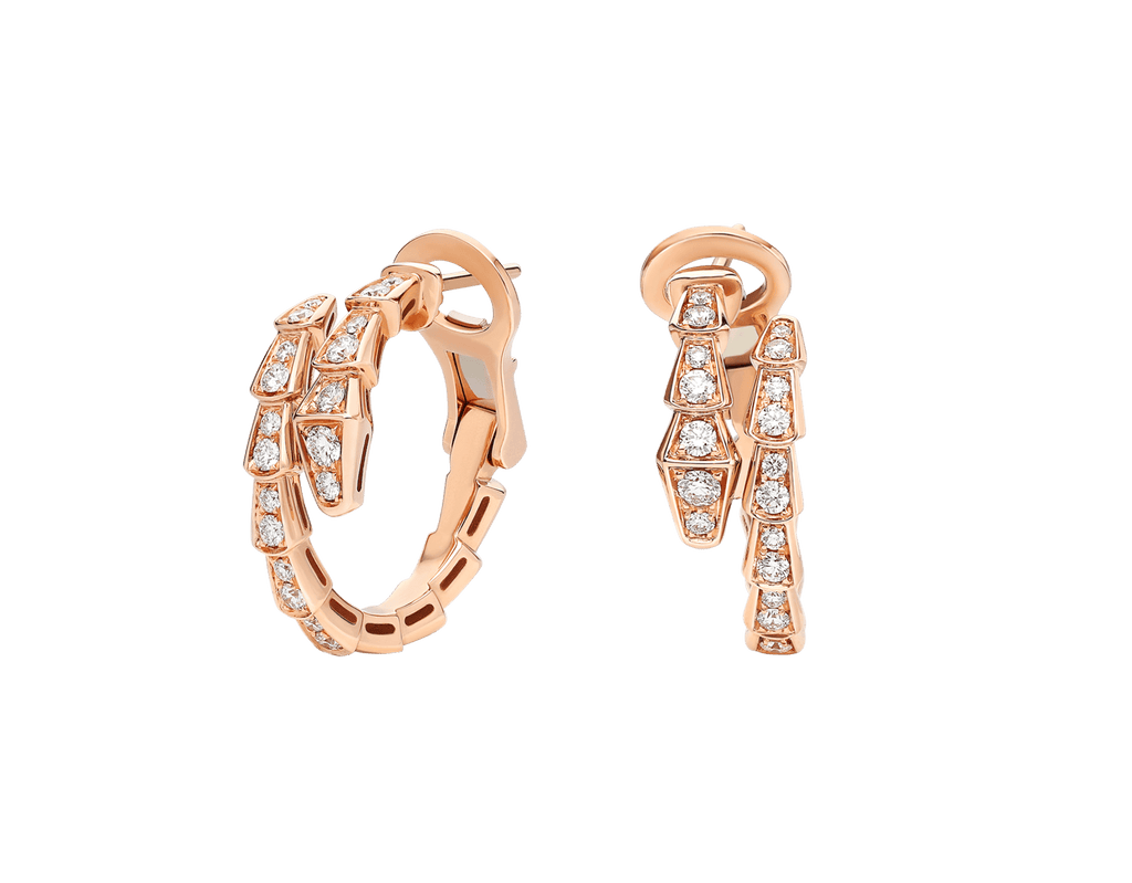 Carave Paris Serpenti Diamond Hoop Earrings in Rose Gold