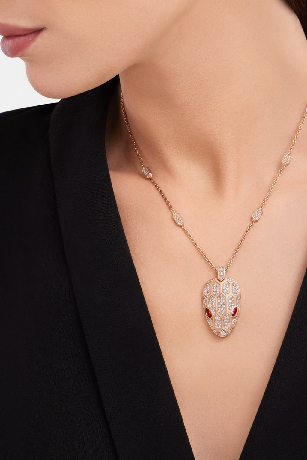 Carave Paris Serpenti Diamond & Ruby Pendant Necklace