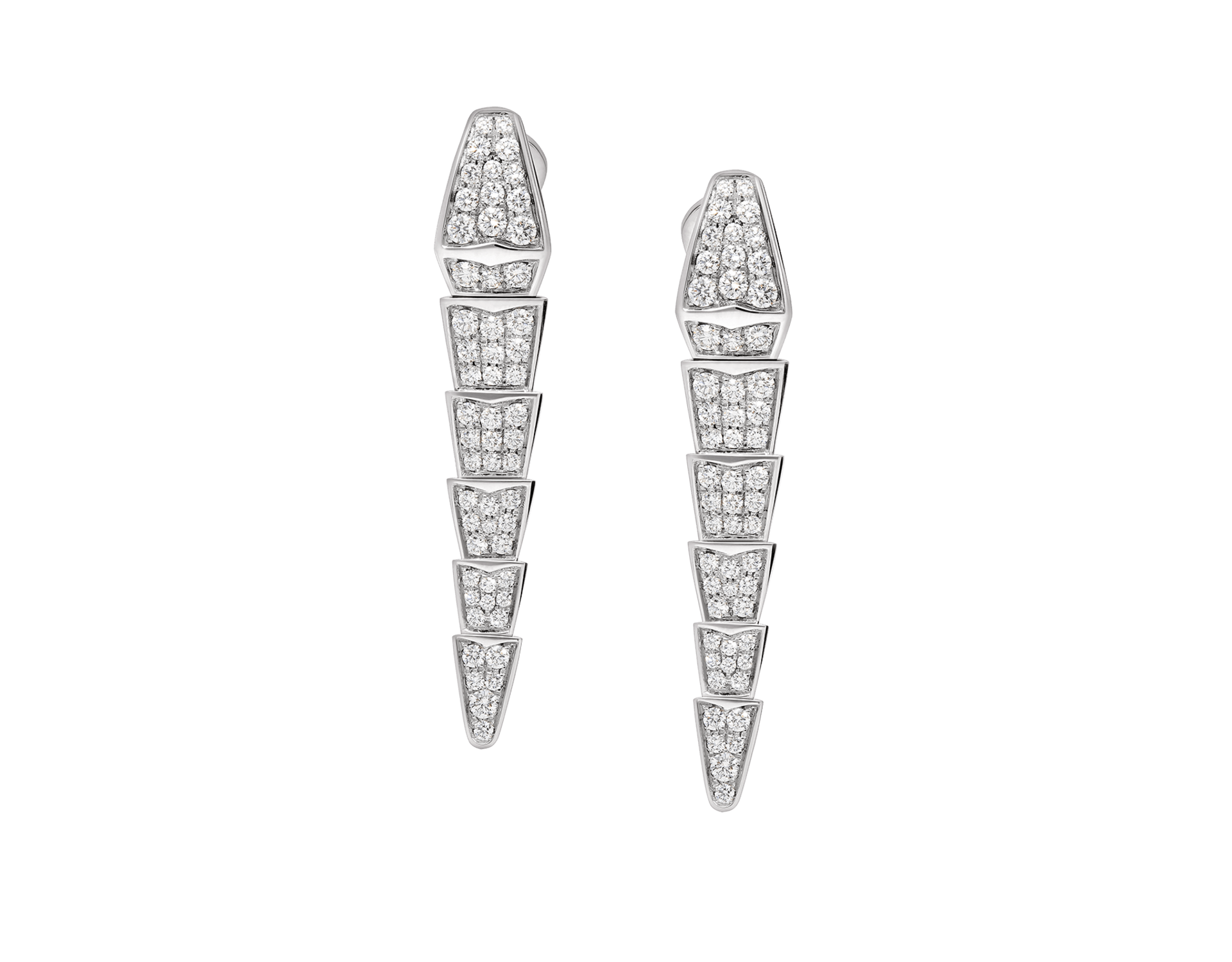 Carave Paris Serpenti Pavé Diamond Drop Earrings in White Gold