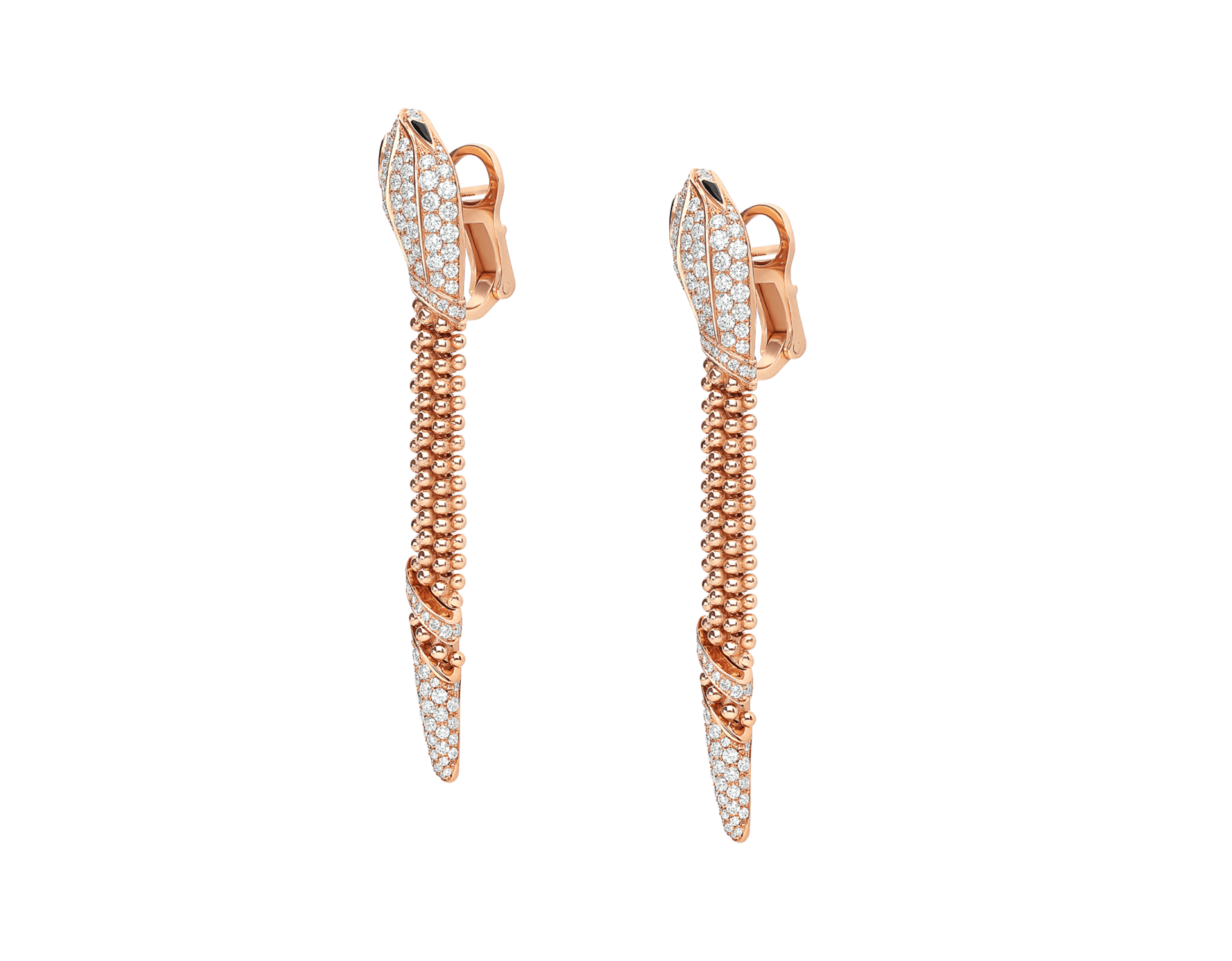 Carave Paris Serpenti Pavé Diamond Tassel Drop Earrings in Rose Gold