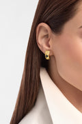 Carave Paris Serpenti Viper Black Onyx Stud Earrings in Yellow Gold
