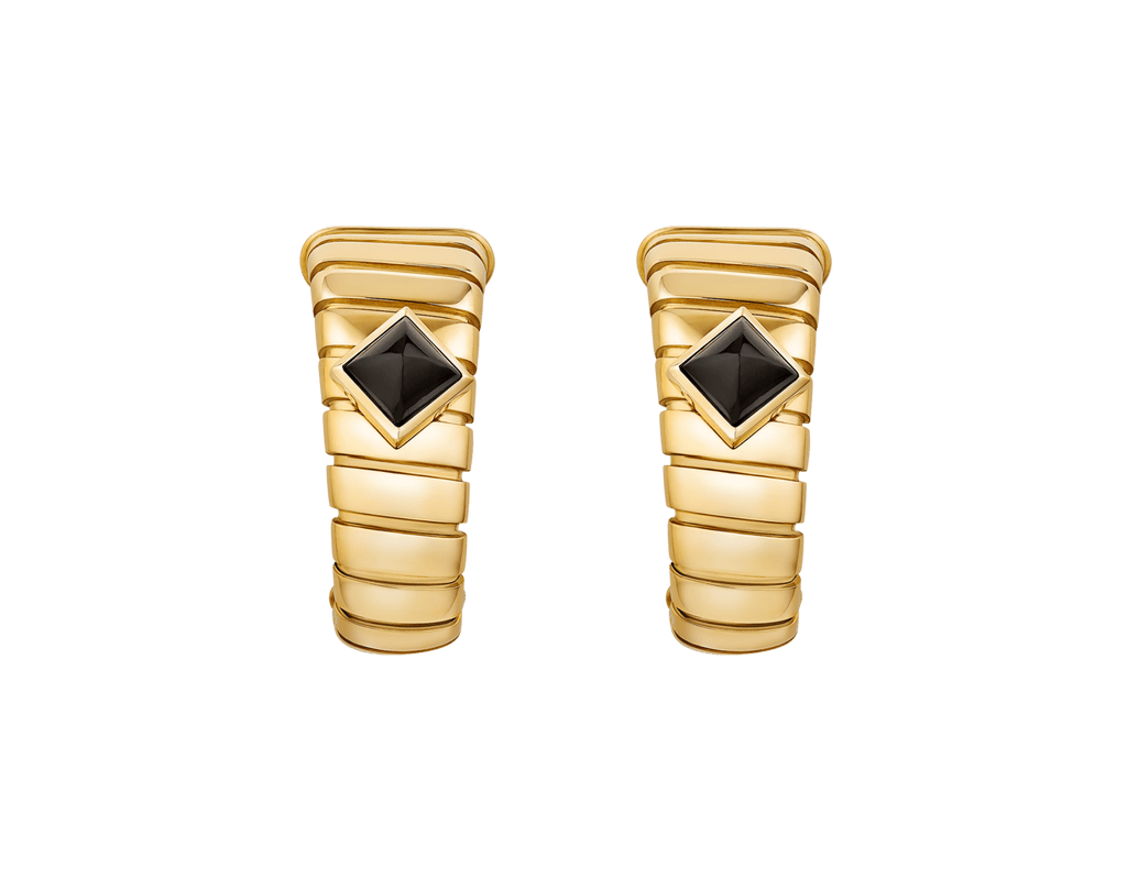 Carave Paris Serpenti Viper Black Onyx Stud Earrings in Yellow Gold