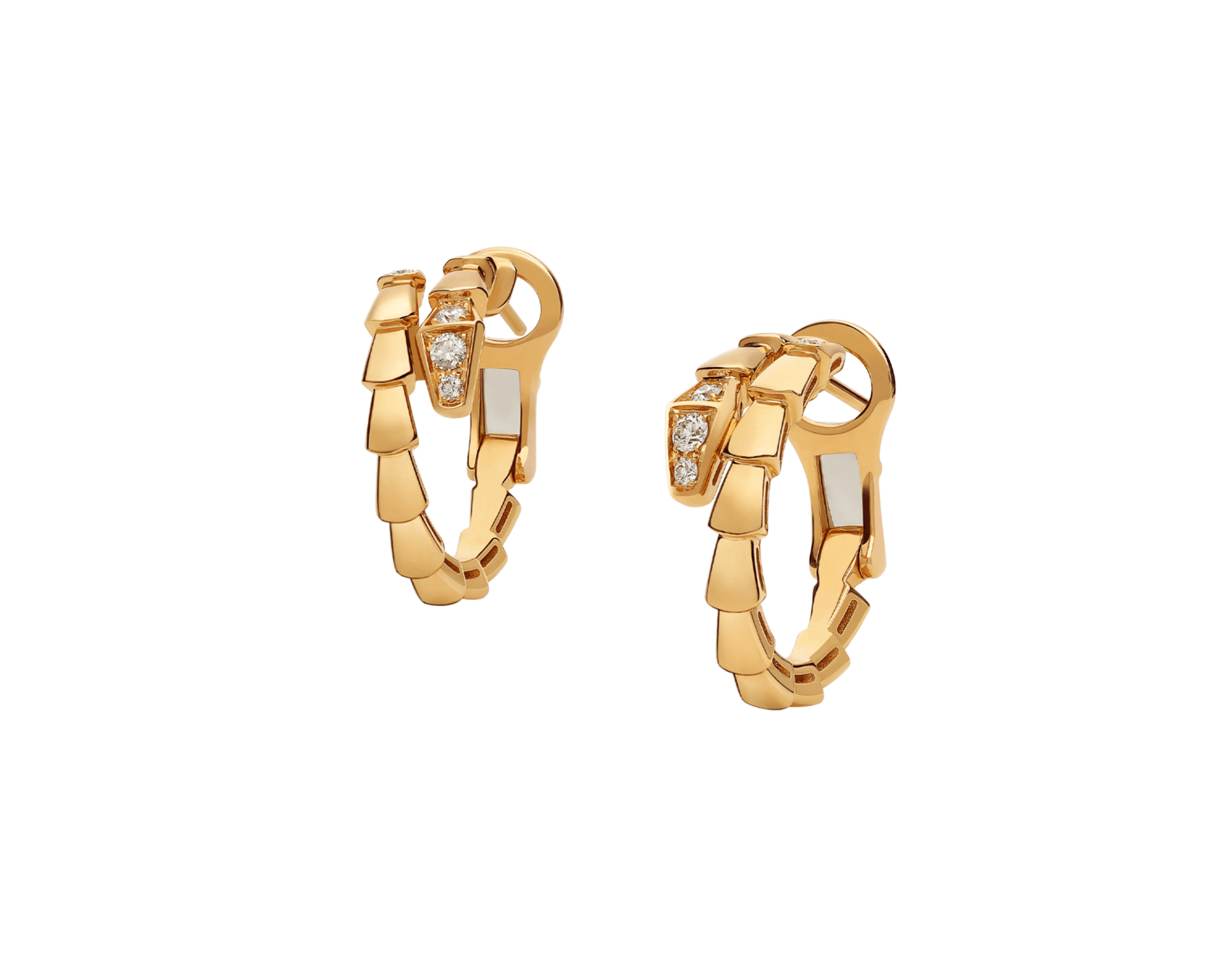 Carave Paris Serpenti Viper Diamond Hoop Earrings in Yellow Gold