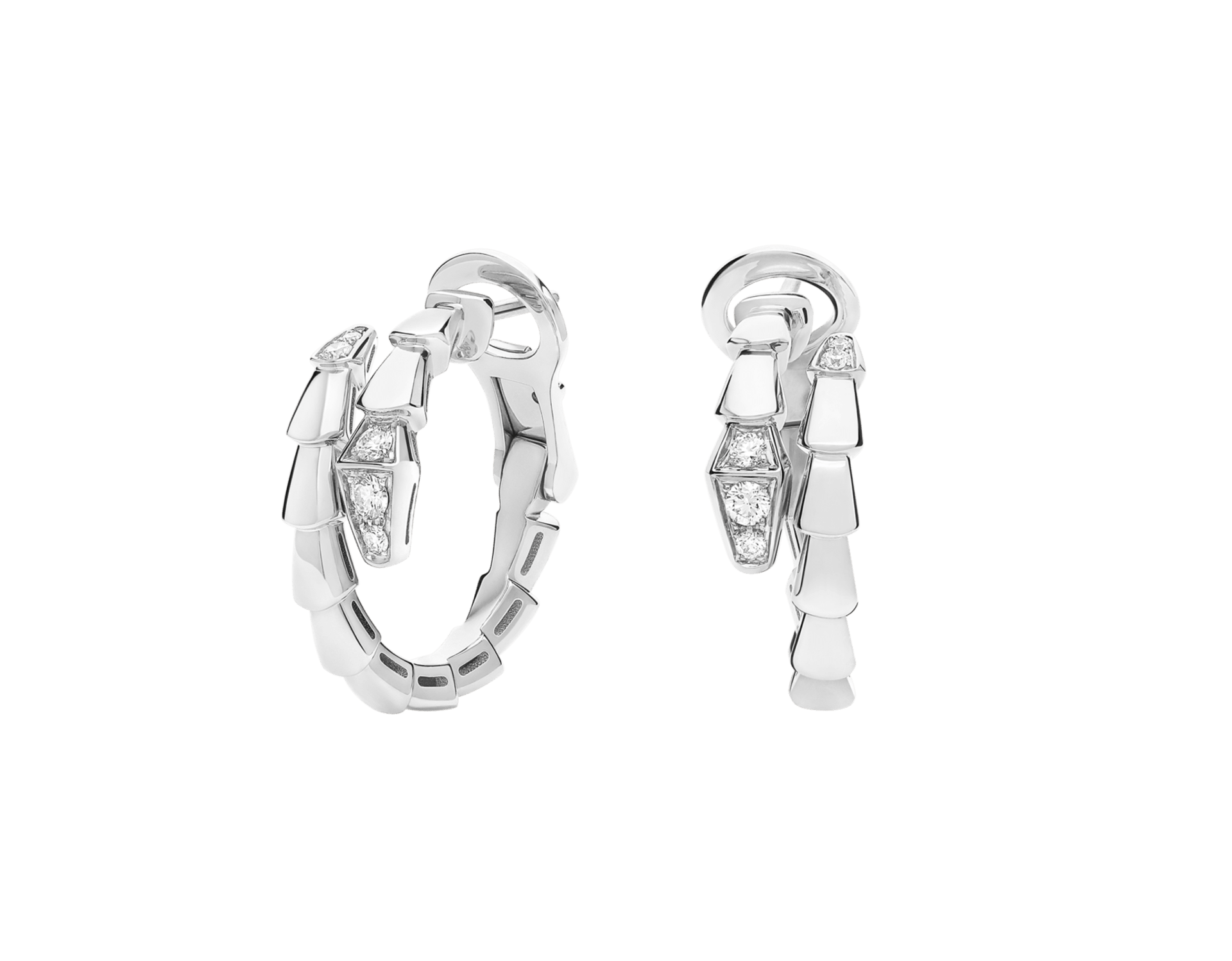 Carave Paris Serpenti Viper Diamond Huggie Earrings in White Gold