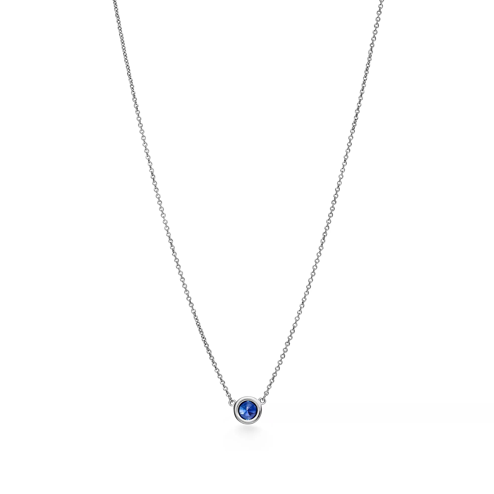 Carave Paris Blue Sapphire Solitaire Bezel Necklace in Silver