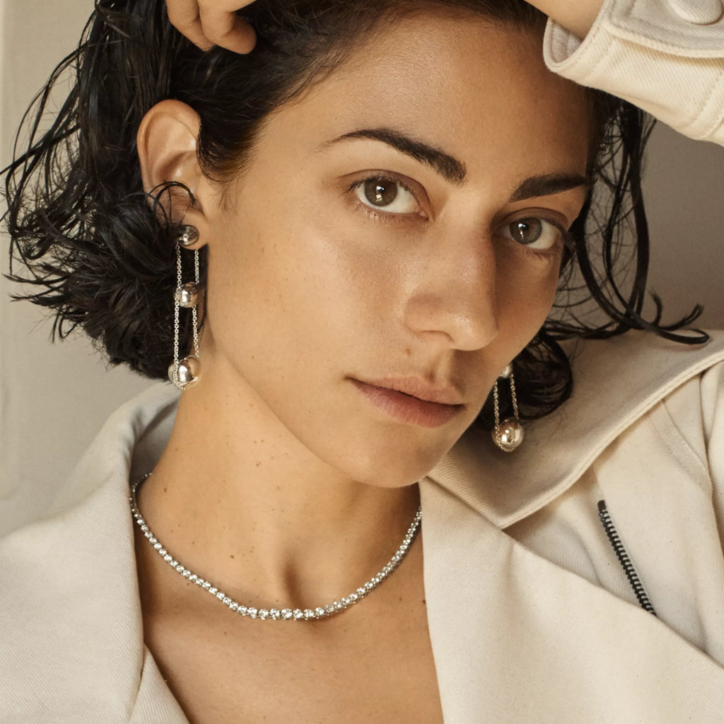 Carave Paris Silver Crystal Tennis Choker Necklace