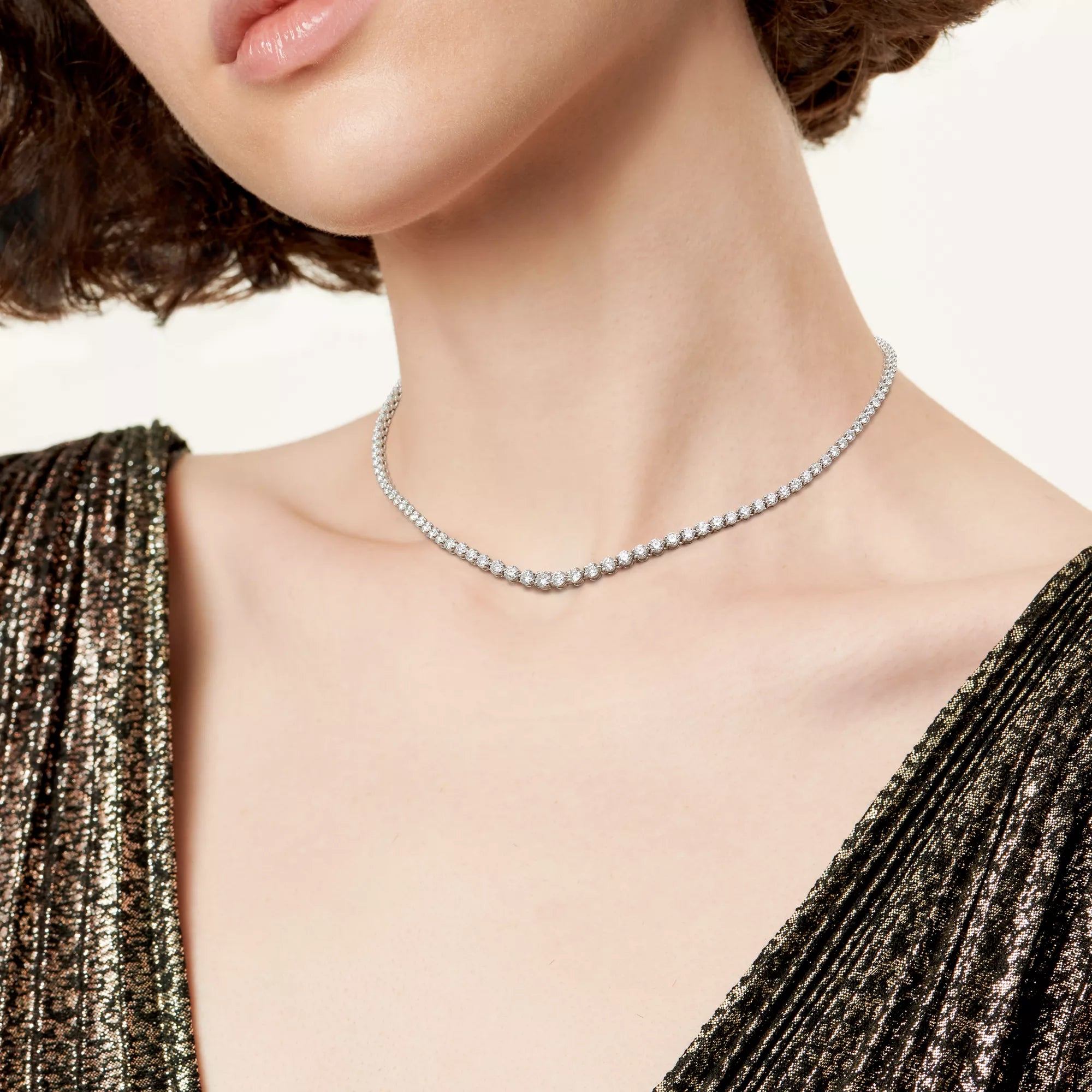 Carave Paris Silver Crystal Tennis Choker Necklace