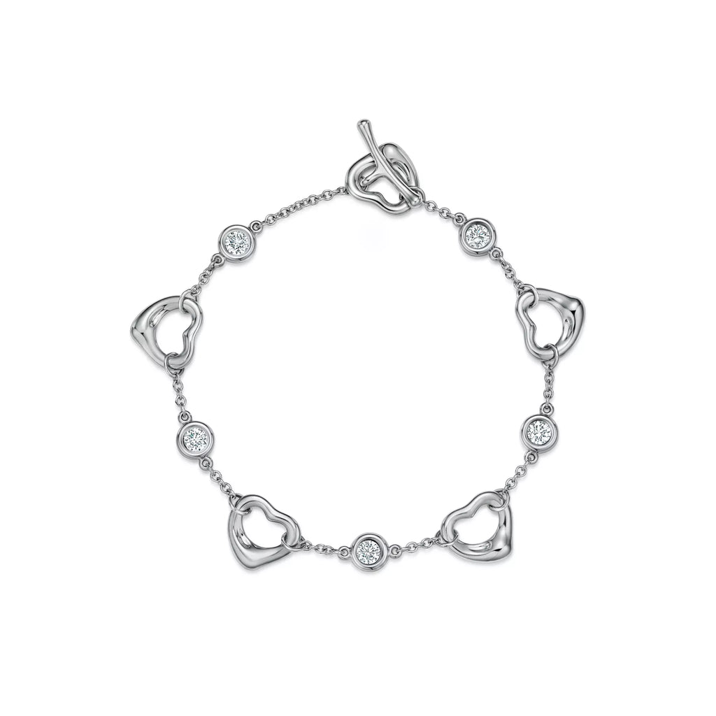 Carave Paris Silver Heart Chain Bracelet with Stone Detail for Women