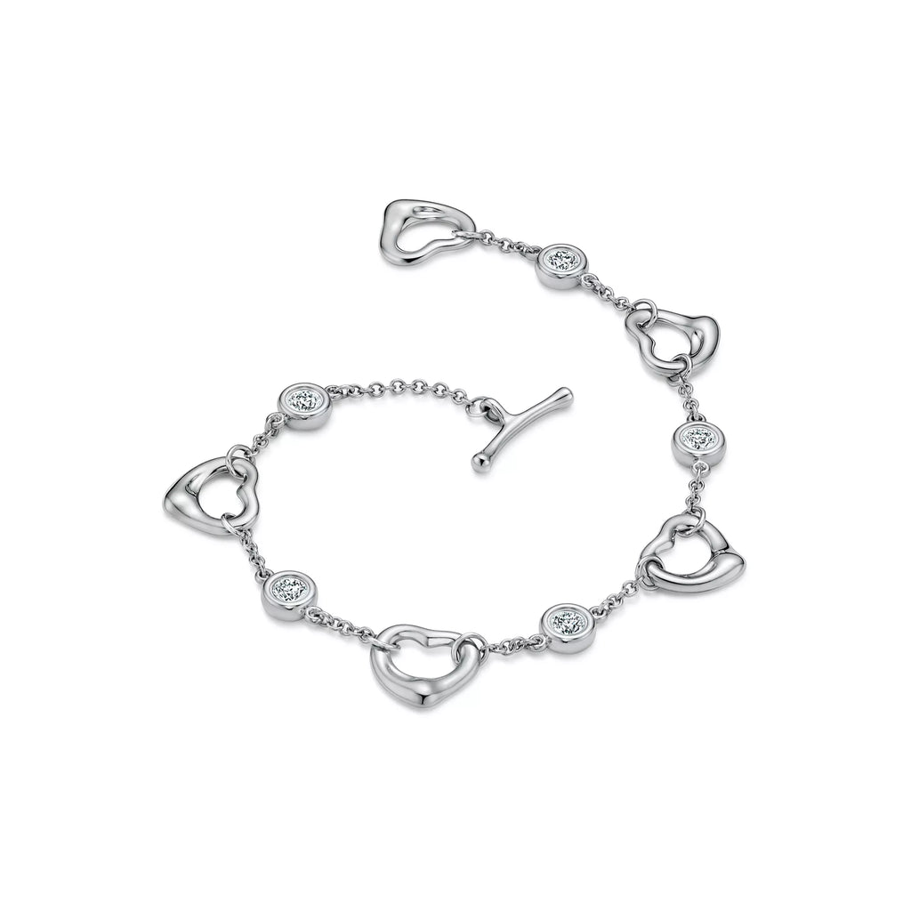 Carave Paris Silver Heart Chain Bracelet with Stone Detail for Women