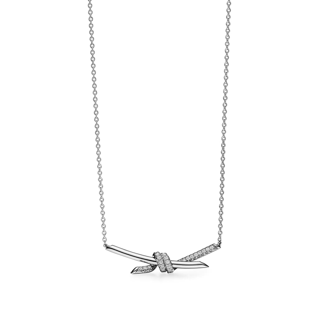 Carave Paris Silver Pavé Knot Bar Necklace