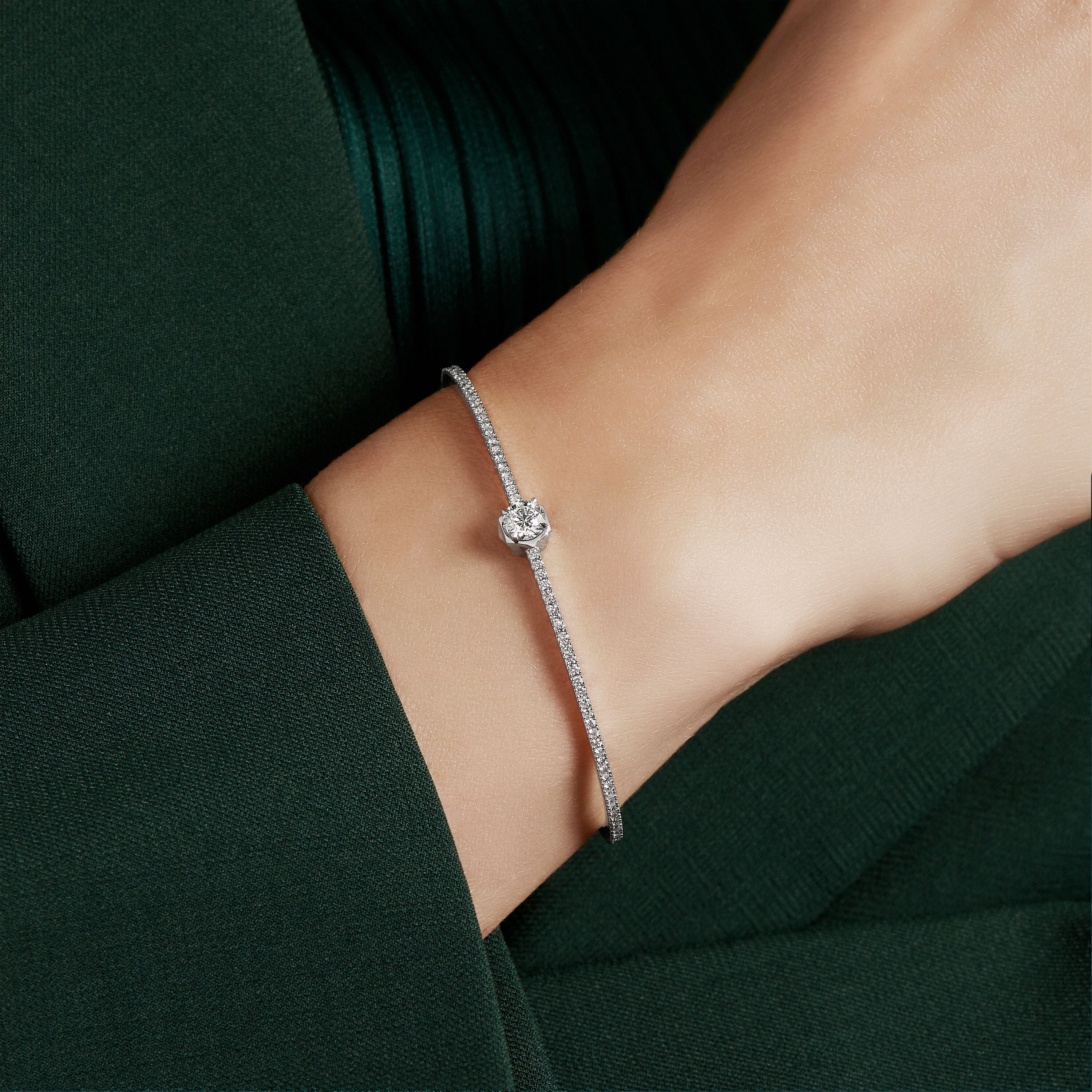 Carave Paris Solitaire Diamond Open Cuff Bangle