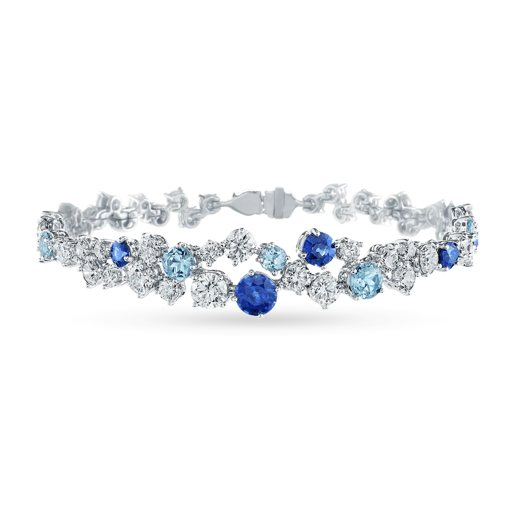 Carave Paris Sparkling Cluster Sapphire & Aqua Diamond Bracelet