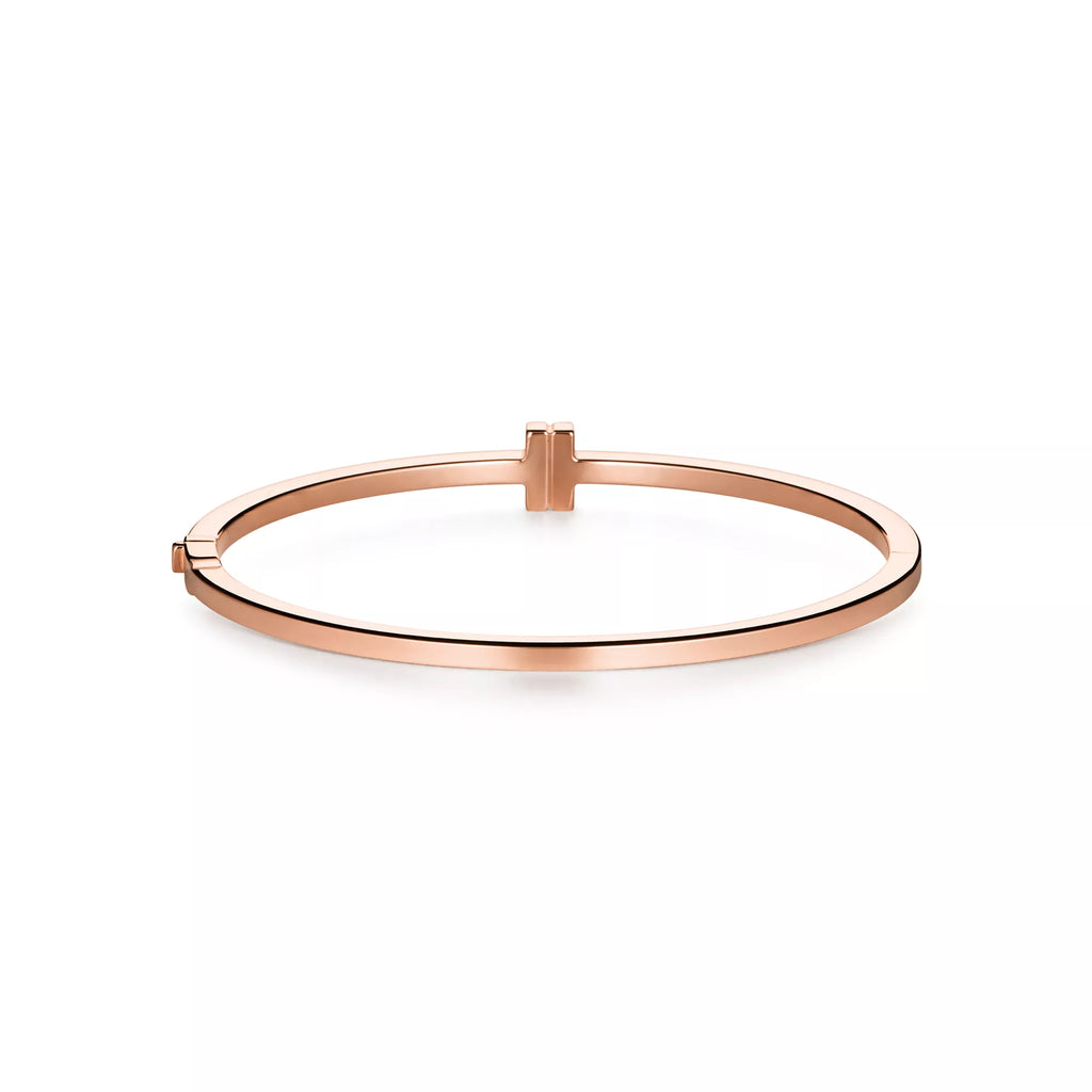 Carave Paris Rose Gold T Hinged Bangle Minimalist Luxury Bracelet