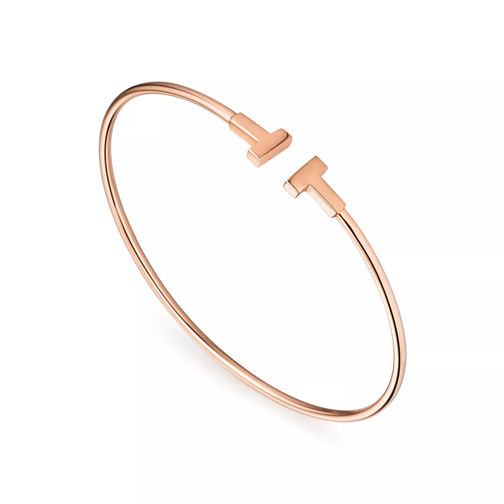 Carave Paris T Wire Rose Gold Cuff Bracelet