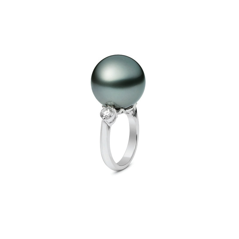 Carave Paris Tahitian Pearl & Diamond Solitaire Ring