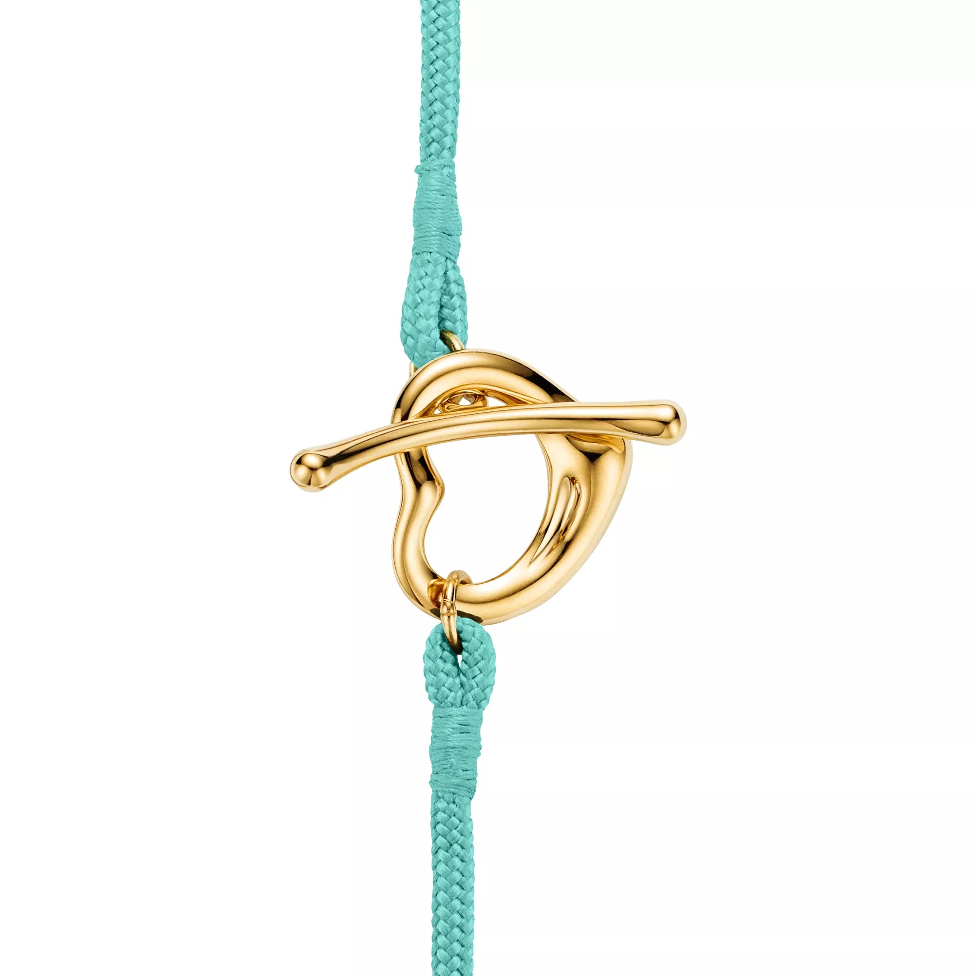Carave Paris Tiffany Blue Cord Open Heart Gold Bracelet for Women