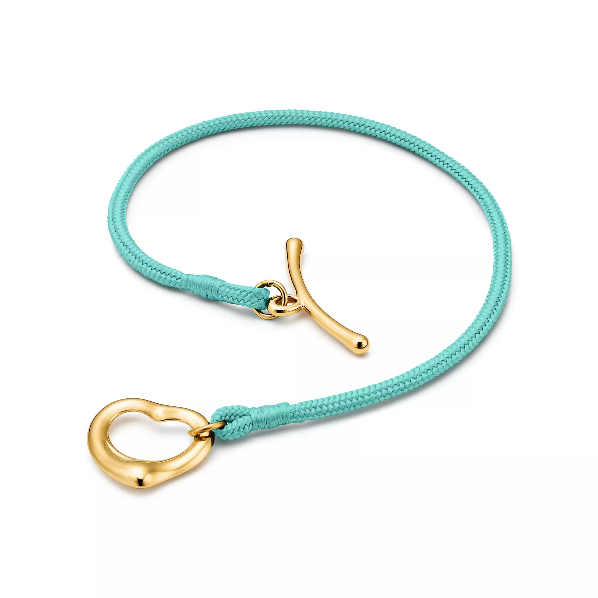 Carave Paris Tiffany Blue Cord Open Heart Gold Bracelet for Women