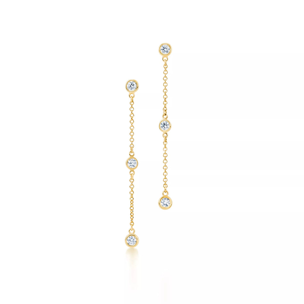 Carave Paris Triple Bezel Crystal Chain Drop Earrings