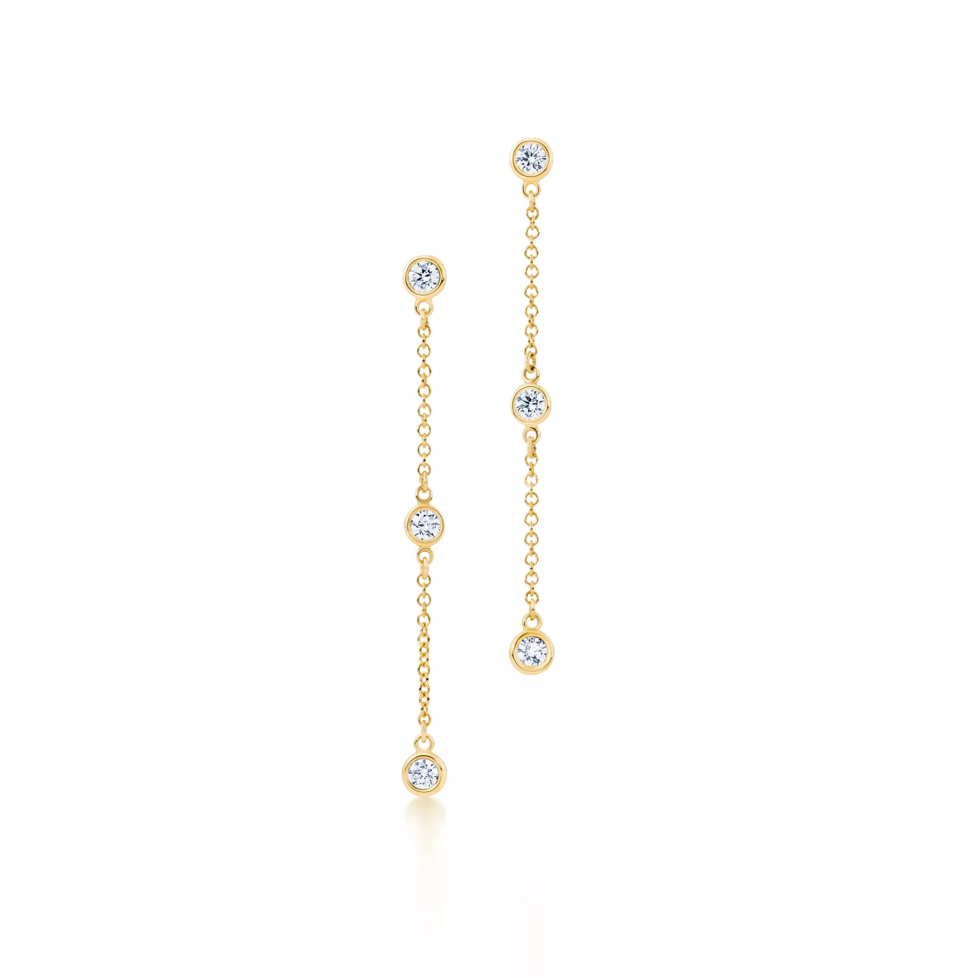 Carave Paris Triple Bezel Crystal Chain Drop Earrings